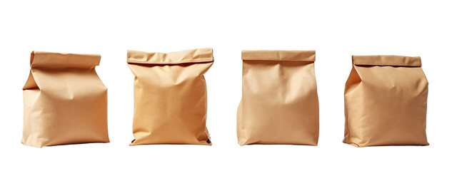 A set of four brown paper bags