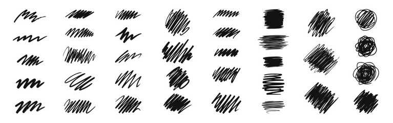 Hand drawn doodle design elements. Sketch pen and brush shapes.