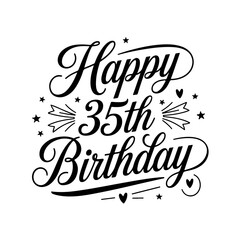 Happy 35th Birthday. Birthday Vector Design Isolated on White Background