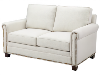 loveseat white background small two-seat sofa modern upholstered furniture cozy seating living room decor comfortable home interior transparent background