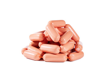 Bundle of delicious sausages in casing.