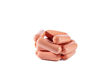 Bundle of delicious sausages in casing.