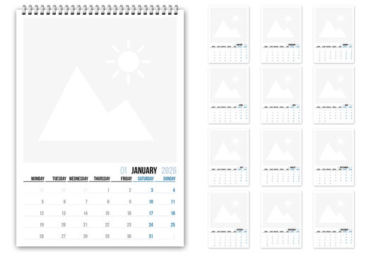 2026  Vertical Wall Calendar Scheduler 