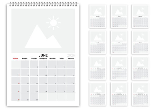 2026 Wall Dayplanner US, Sunday First Day of Week