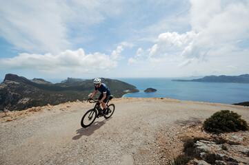 Cycling in Mallorca with panoramic views of the Mediterranean.