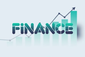 A modern corporate branding illustration featuring stylized finance lettering crafted from interconnected pie chart segments
