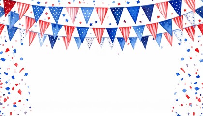 Obraz premium American bunting concept. Decorative bunting in red, white, and blue with stars and stripes.