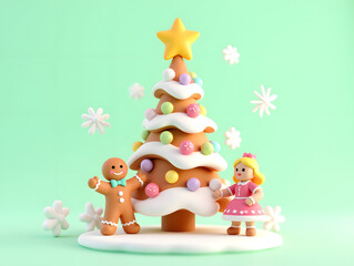 Naklejka premium Christmas Christmas tree celebration winter holiday festival new year 3D illustration
