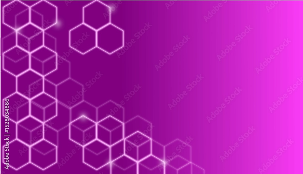 Poster purple and pink hexagonal geometric pattern design with a futuristic digital structure