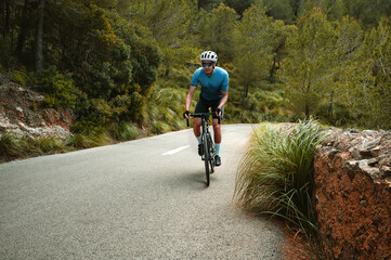 Cycling on a mountain pass