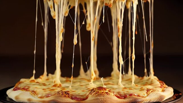 Delicious Pizza with Melted Cheese Strings A Culinary Delight