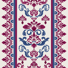Ethnic ikat seamless pattern in pink with hand-drawn floral ornamental designs, textile art, luxury fabrics, scarves, wrapping, home decor, illustration, cultural and traditional fashion and interiors
