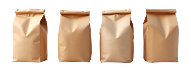 A set of four brown paper bags