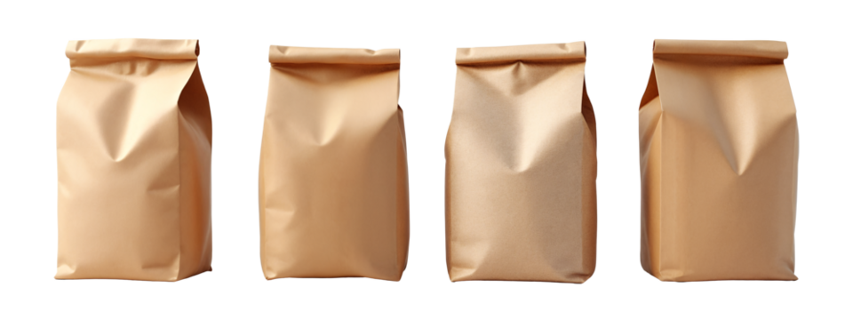 A set of four brown paper bags