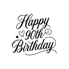 Happy 90th Birthday. Birthday Vector Design Isolated on White Background