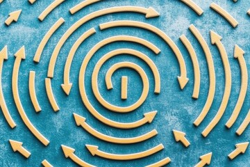 Circular maze of arrows, a confusing path