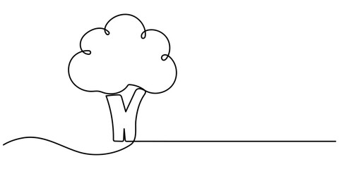 Continuous one line drawing of broccoli. healthy eating, vegetarianism, vegetable, garden plant, one line, fresh vegetable concept continuous line art. Editable outline, Fresh Broccoli Continuous