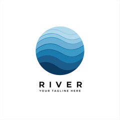River icon. Monochrome simple River icon for templates, web design and infographics