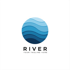River icon. Monochrome simple River icon for templates, web design and infographics