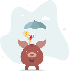 Insurance and finance saving protection in economy crisis, safety investment or all weather portfolio concept. character life .