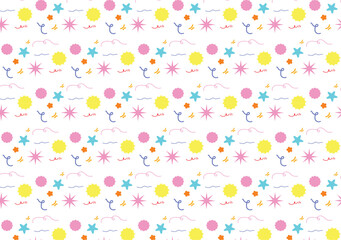 Seamless Cute Pattern with Stars and Doodles in Pastel Colors