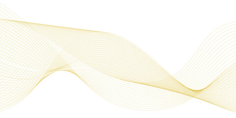 Luxury yellow golden wavy curve lines background. Digital futuristic technology concept. Gradient banner background. Science, banner, business, poster, template, music background.	