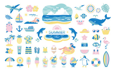 Summer Vacation and Beach Icon Set