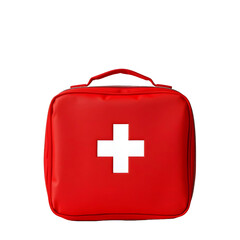 first aid kit isolated, Red First Aid Kit with White Cross, Emergency Medical Bag Isolated on White Background