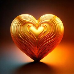 A golden heart shining on a brown background representing love and affection