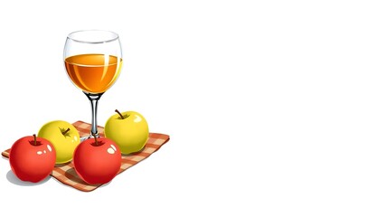 Glasses, Apple Cider, and Apples on Towel