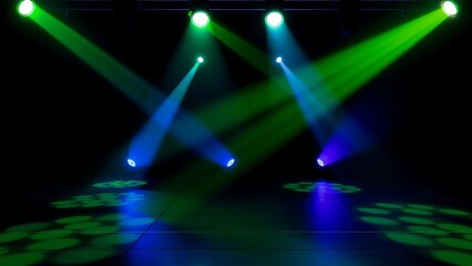 Glowing Stage Spotlights 3D Render