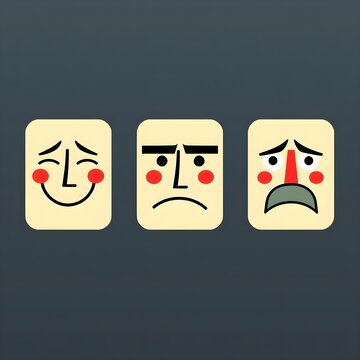 smiley, angy and sad faces