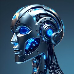Fototapeta premium futuristic robot cyborg head, ai