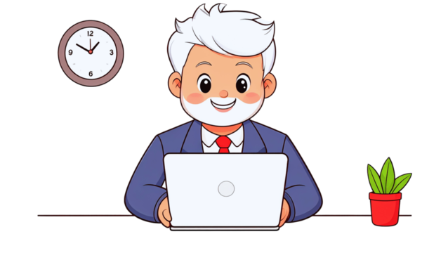 A cartoon doctor holding a clipboard talks to a businessman working on a laptop, while a chef cooks food in a restaurant - Powered by Adobe