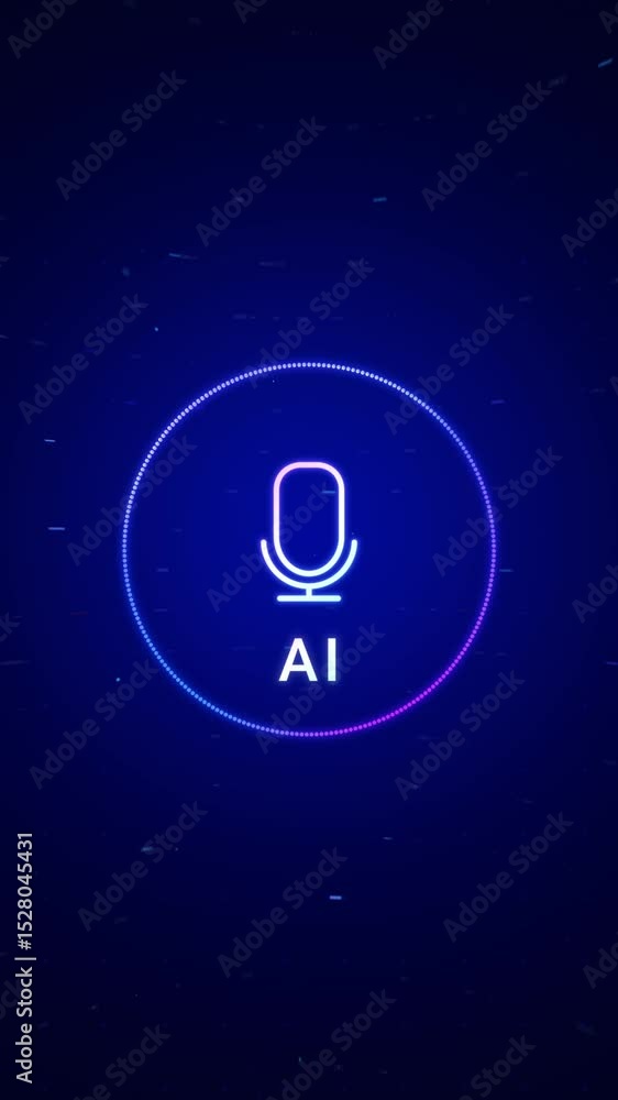 Poster ai voice recognition personal assistant technology concept, smart artificial intelligence app screen