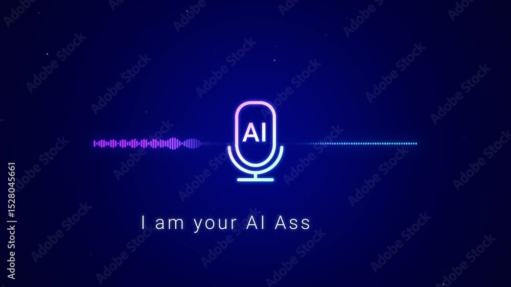 Poster smart ai voice recognition personal assistant technology concept, artificial intelligence chat app s