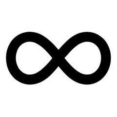 Abstract black and white symbol of infinite design, a looping m&ouml;bius strip illustrating the concept of endless love and future