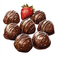 Obraz premium Illustration of luxury chocolate praline with strawberry