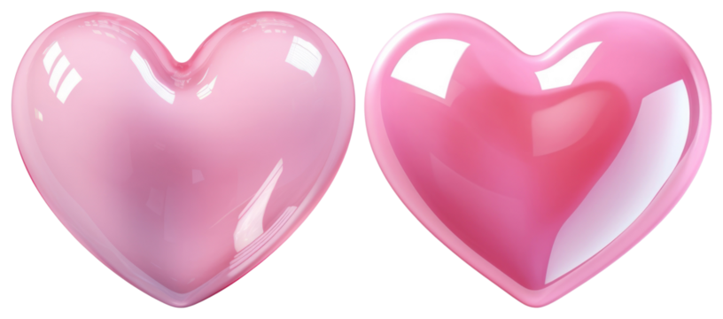 PNG Glossy pink heart shapes, element set on transparent background