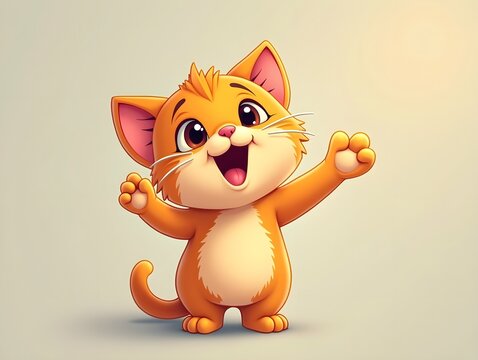A cartoon cat waving with his hand up