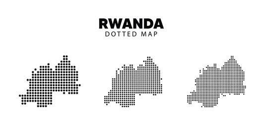 Fototapeta premium set of Rwanda dotted map vector on white isolated