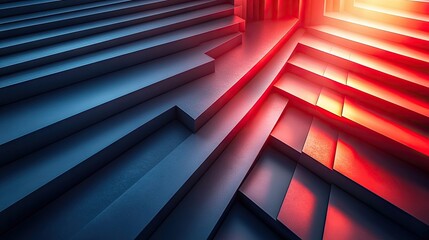 Obraz premium Geometric abstract design with vibrant color transitions.