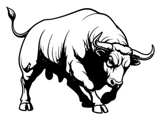 strong aggressive bull vector illustration