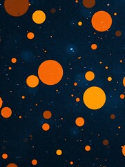 Energetic Orange Spheres Floating Amidst a Dark Textured Cosmos Backdrop