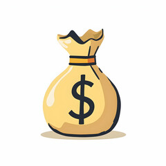 Money Bag Illustration with Dollar Sign Isolated on White
