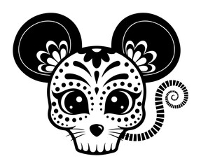 day of the dead mouse skull illustration