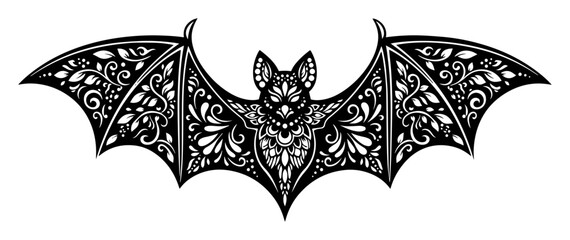 floral decorative bat flying vector design © Camel