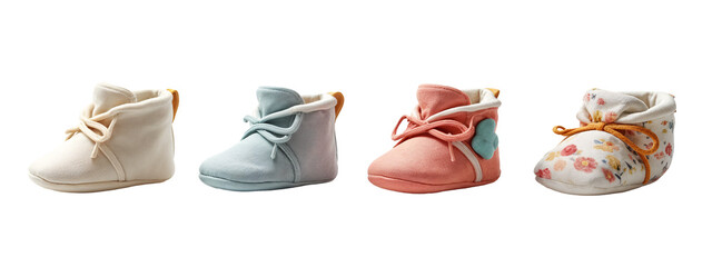 A row of three pairs of baby shoes