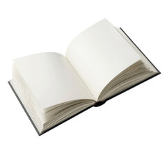 Blank Open Book with White Pages, Isolated on Green Transparent background