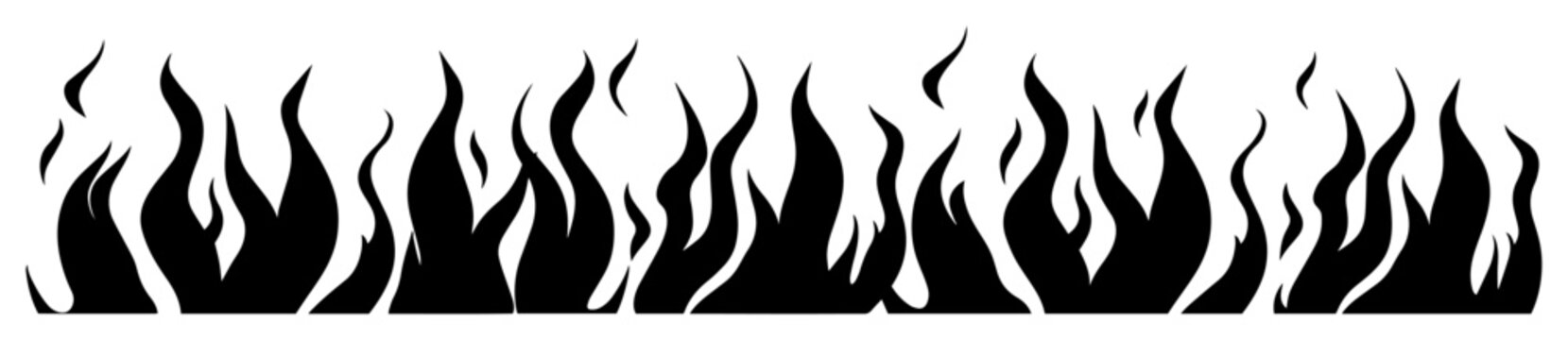 flame border fire silhouette vector set